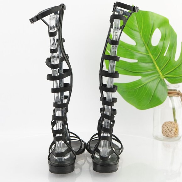 Stuart Weitzman Womens Gladiator Sandal Size 6.5 Tall Black Leather Strappy Shoe - Picture 6 of 14